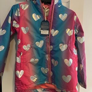 Hatley Heart Print Raincoat - Pink and Blue